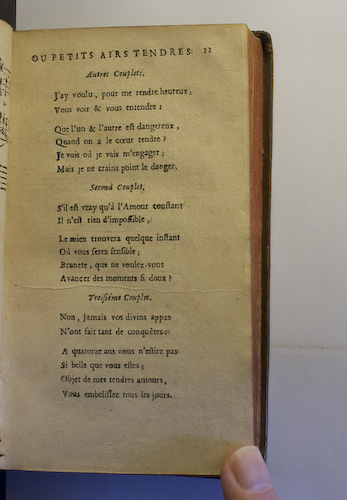 page 11 : Couplet : J'ay voulu pour me rendre heureux. / Non jamais vos divins appas. / S'il est vray que l'amour constant.