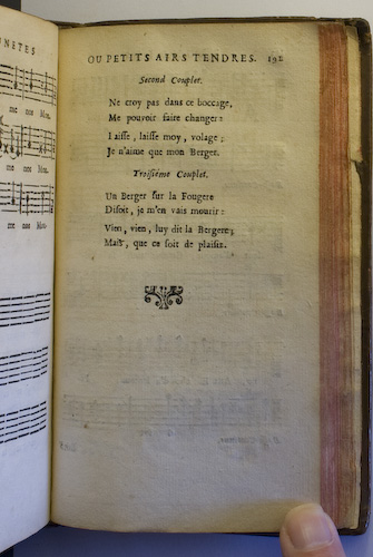 page 191 : Couplet : Ne crois pas dans ce bocage. / Un Berger sous la fougere.