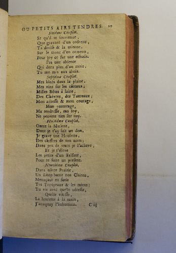 page 29 : Couplet : Dans ntre prairie. / Eh! qu'il te souvienne. / Mes bleds dans la plaine. / Outre la musette.