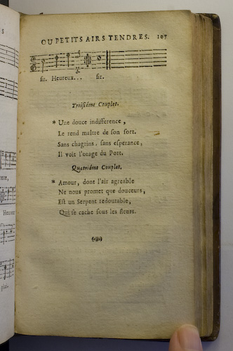 page 107 : Couplet : Amour, dont l'air agreable. / Une douce indifference.