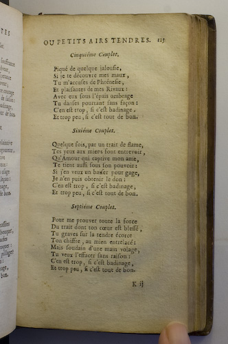 page 115 : Couplet : Picqu de quelque jalousie. / Pour me prouver toute ta force.