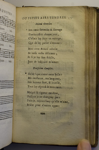 page 177 : Couplet : Helas! que craint cette Belle. / Son coeur farouche & sauvage.