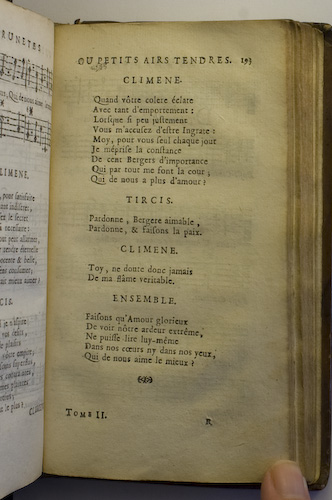 page 193 : Couplet : Pardonne Bergere aimable. / Quand vtre colere clatte.