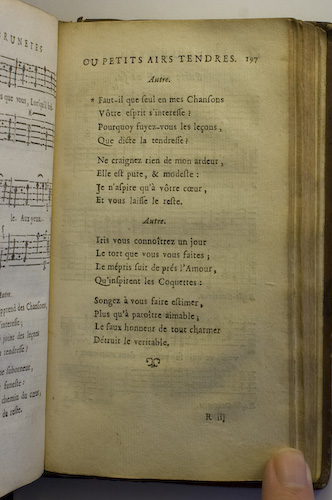 page 197 : Couplet : Faut il que seul en mes Chansons. / Iris, vous connotrez un jour.