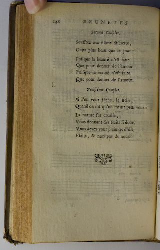 page 140 : Couplet : Souffrez ma flme discrete. / Si l'on vous fche la Belle.