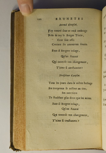 page 212 : Couplet : J'ai trouv sous ce verd ombrage. / Tous les jours dans le mme herbage.